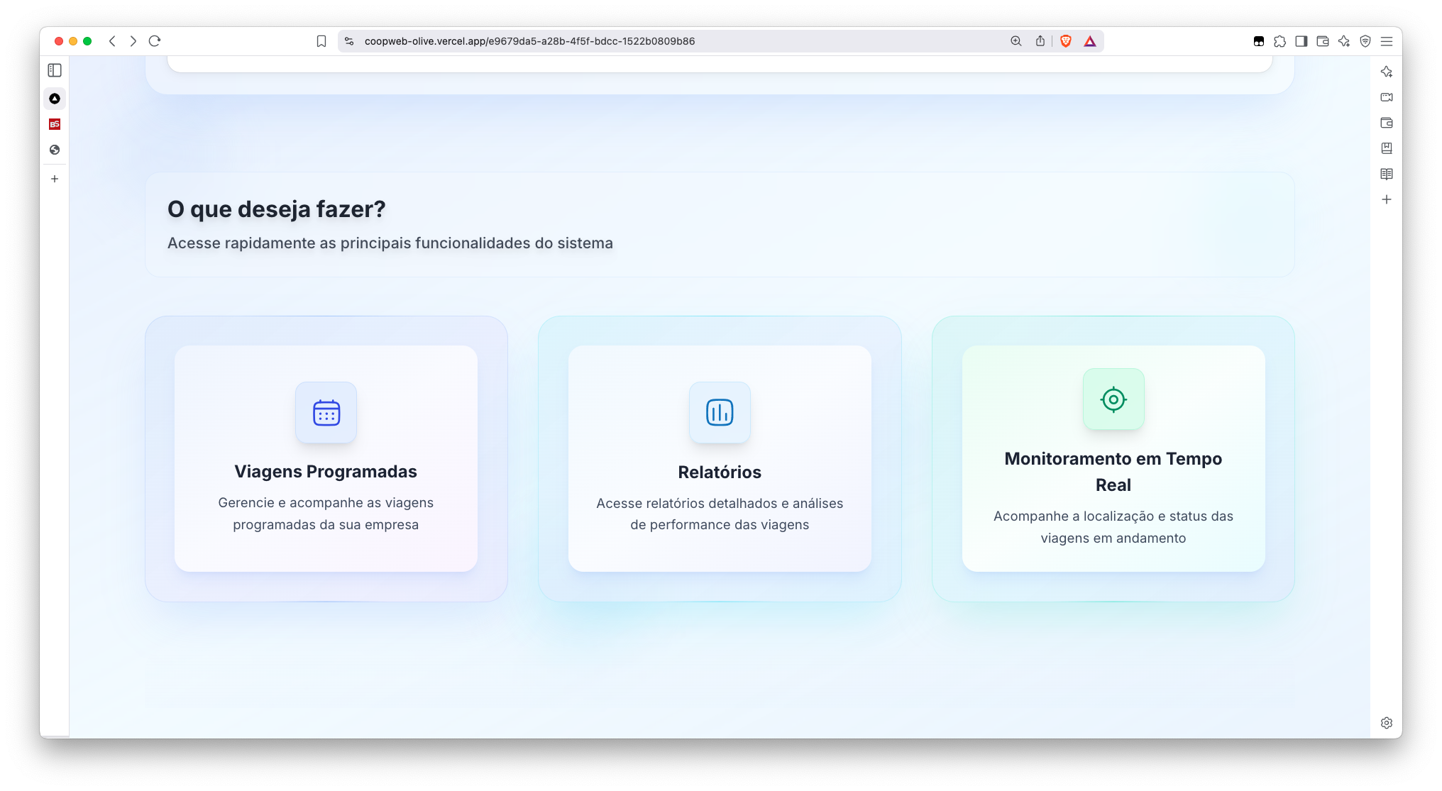 Menu de Funcionalidades